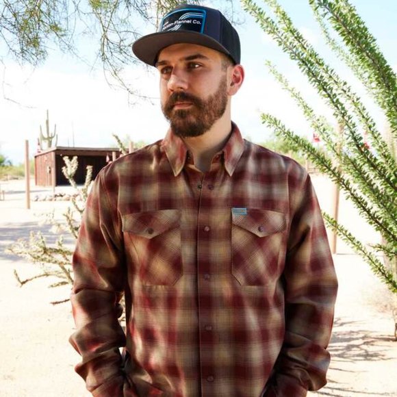Dixxon Pueblo Mens Flannel Tan Desert Red Maroon - Picture 3 of 4